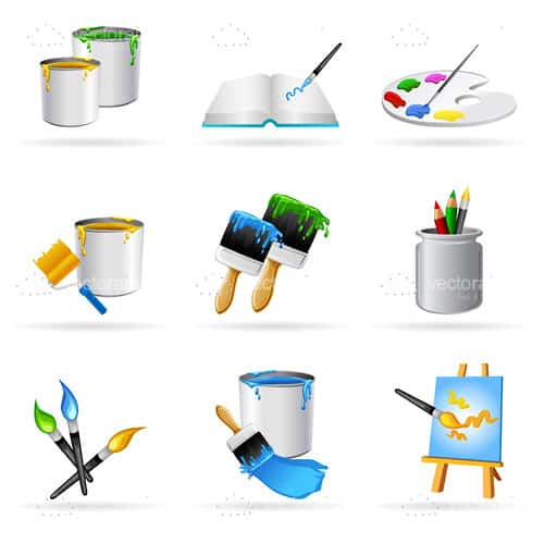 Colorful Painting Icons Set